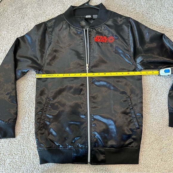 Star Wars Satin Jacket Tie Fighter Full Zip Bomber Jacket Stitch Logo Youth XL - Picture 10 of 13
